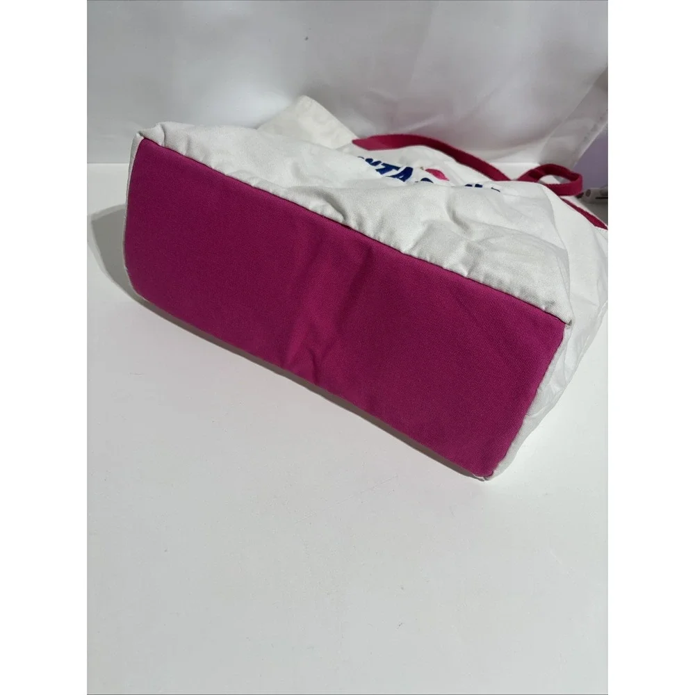 Punta Cana Tropical‎ Canvas Beach Bag Vacation Swim Travel Sunset White/Pink